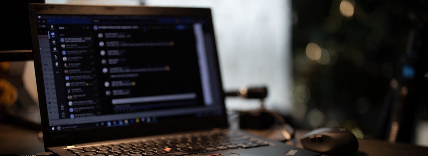 laptop with Microsoft Teams open on the screen